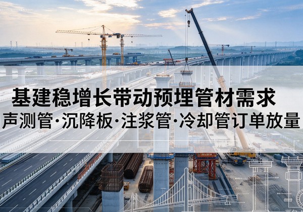 南浔基建稳增长带动预埋监测管材需求，声测管、沉降板、注浆管订单持续放量